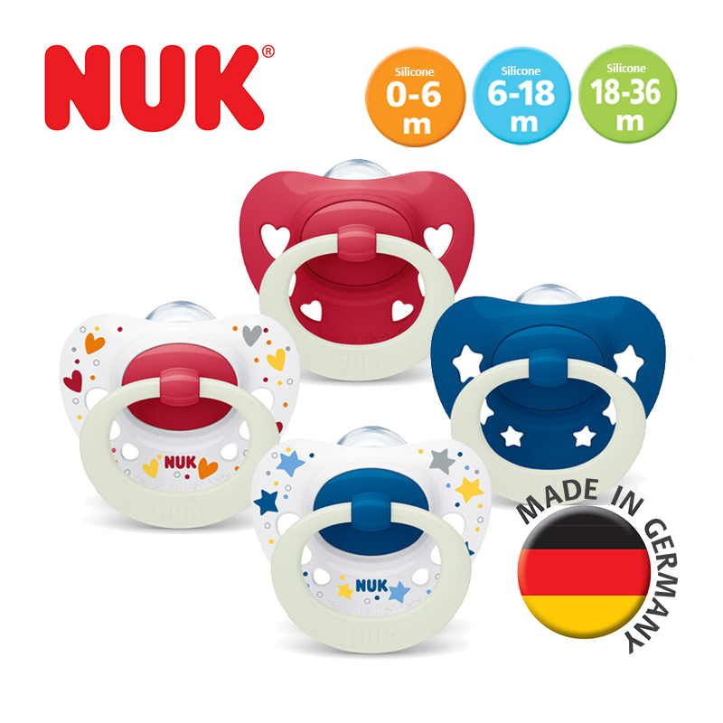 NUK Signature Night Silicone Soother Pacifier 2pcs/box | 0-6 Months | 6-18 Months | 18-36 Months | Made in Germany